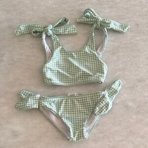 Green Gingham Bikini Set